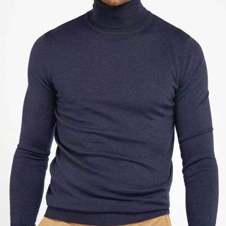 Men's Turtleneck Sweater – Slim Fit – Soft Breathable Cotton Blend – Ribbed Edges