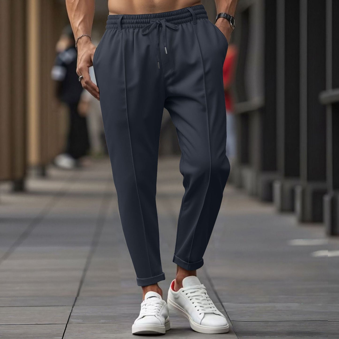 Sweatpants for Men – Straight Fit – Elastic Waist with Drawstring – Soft Cotton Blend