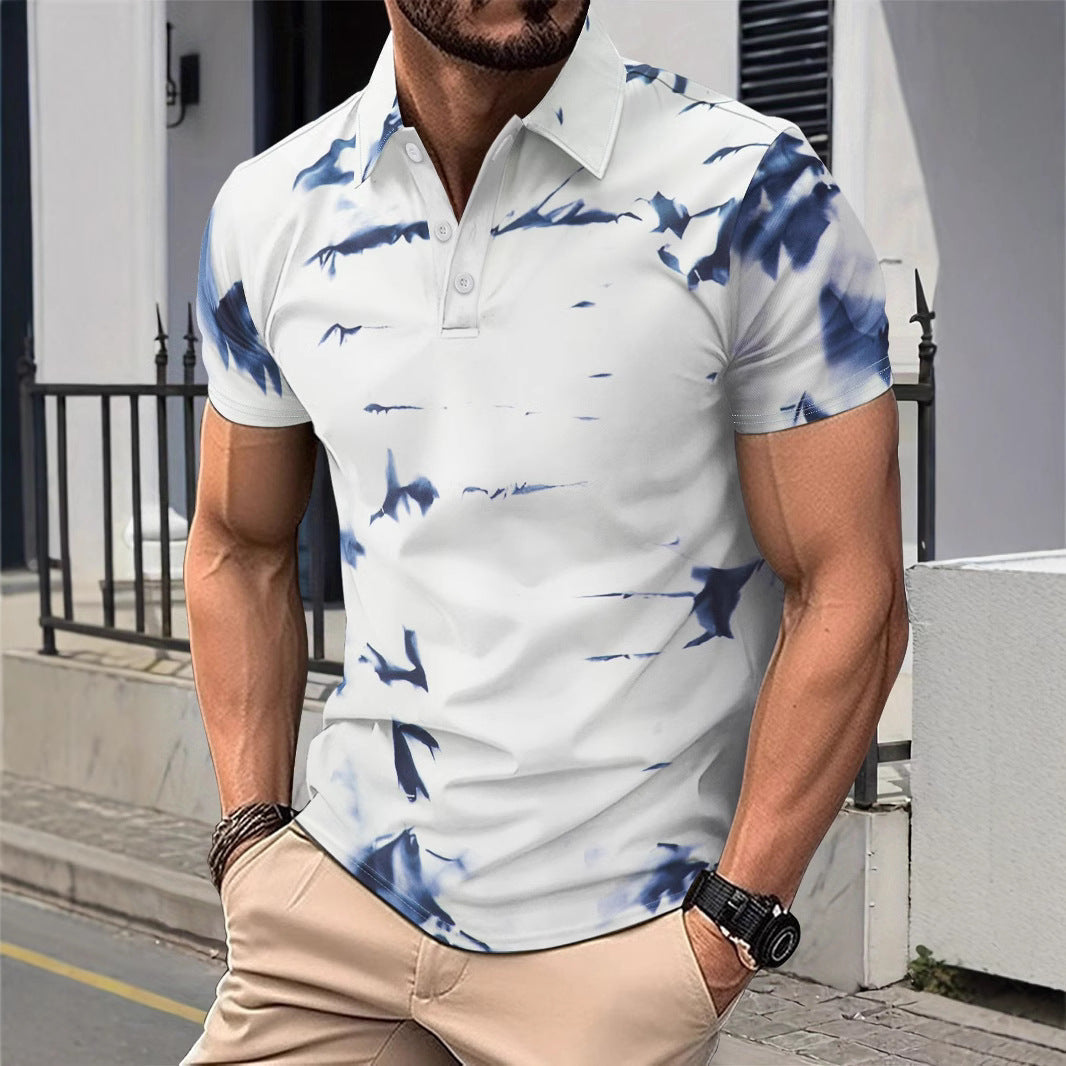 Men's Piqué Shirt – Slim Fit – Breathable Cotton – Abstract Pattern – Buttoning