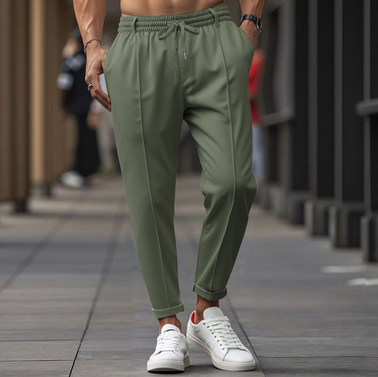 Sweatpants for Men – Straight Fit – Elastic Waist with Drawstring – Soft Cotton Blend