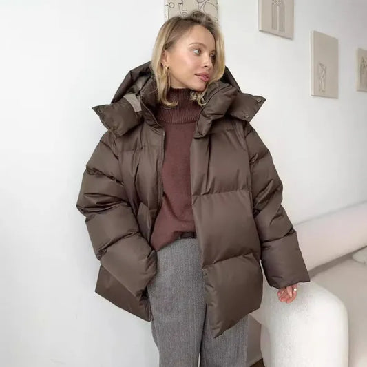 Women's Puffer Jacket – Oversized Fit – Padded and Water-Repellent – With Hood
