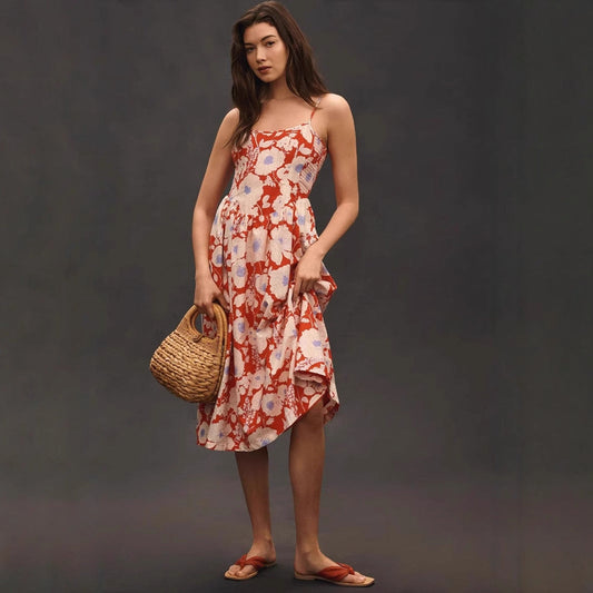 Dress for Women – Maxi Length – A-line Fit – Halterneck – Floral Print – Breathable Fabric