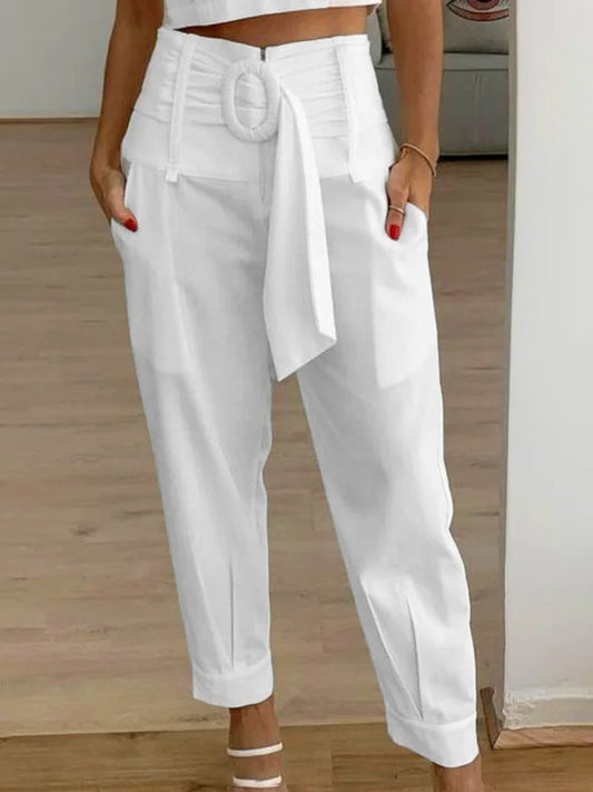 Women's Pants – High Waist – Tapered Legs – Tailored Fit – Breathable Fabric Blend