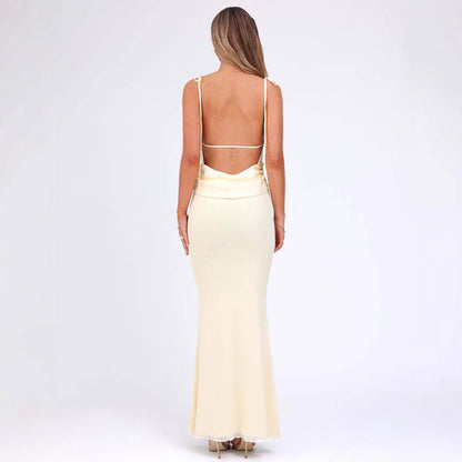 Dress woman – Bodycon fit – Adjustable straps – Deep neckline – Ankle length