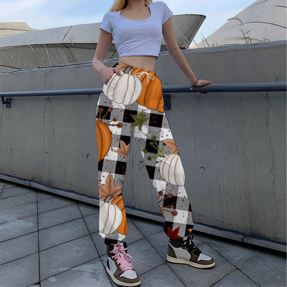 Women's Pants – Relaxed Fit – Cotton – Elastic Waist – Pockets – Full Length
