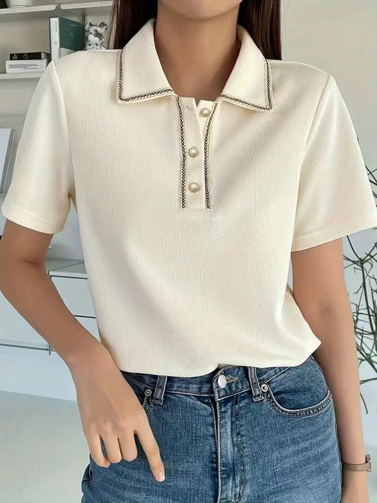 Women's Polo – Slim Fit – Soft Cotton Knit – Short Sleeve – Classic Button Closure