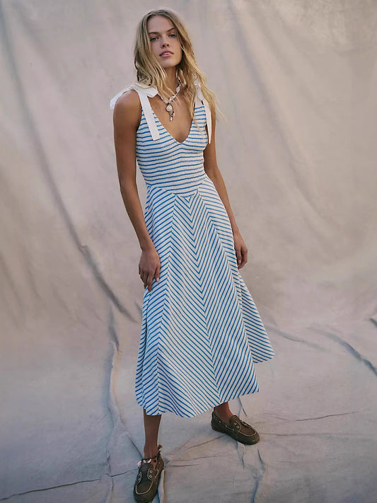 Dress for Women – Midi Length – Flattering A-line – Adjustable Straps – Cotton