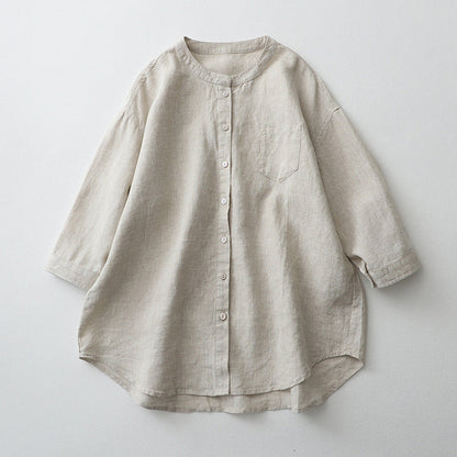 Women's Shirt – Oversized Fit – Natural Fibers – 3/4 Sleeves – Button Closure