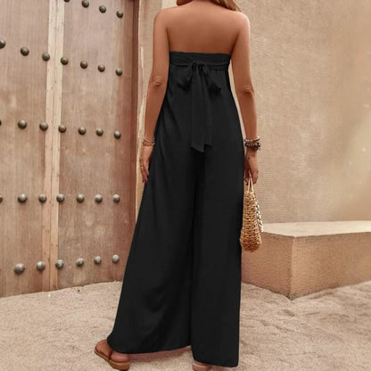 Dame Jumpsuit – Stroppeløs – Vid Passform – Bred Bein – Lett og Pustende Stoff