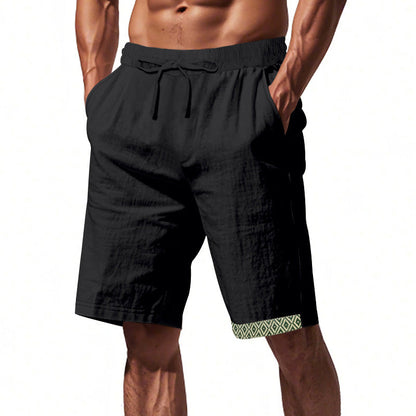 Men's Linen Shorts – Loose Fit – Breathable Fabric – Drawstring Waist – Boho Details