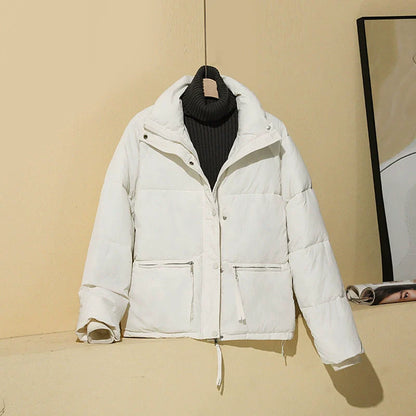 Women’s Puffer Coat - Quilted Insulation - Relaxed Boxy Fit - Cropped Length - Stand Collar