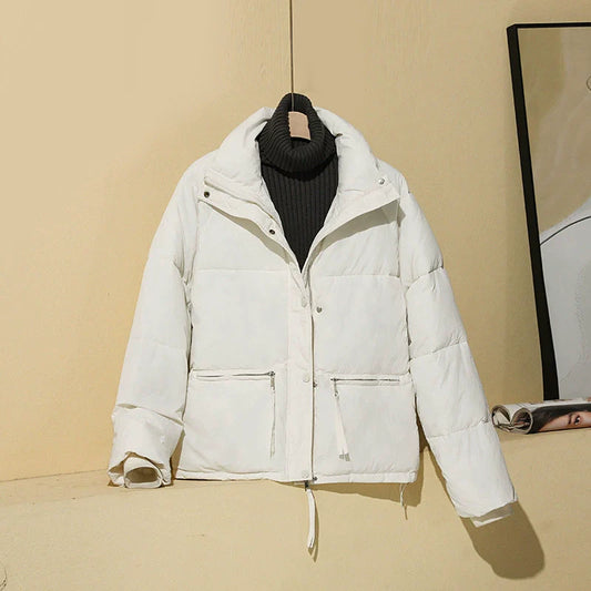 Women’s Puffer Coat - Quilted Insulation - Relaxed Boxy Fit - Cropped Length - Stand Collar