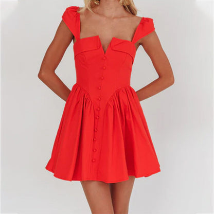 Dress for Women – Sleeveless – Fitted Bodice – Pleated A-line Skirt – Short Length