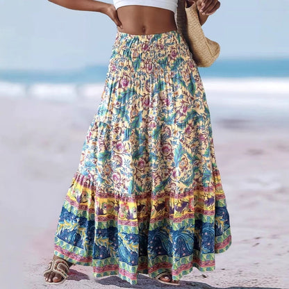 Women's Maxi Dress – Strapless Bandeau Top – Bohemian Pattern – Light and Comfortable