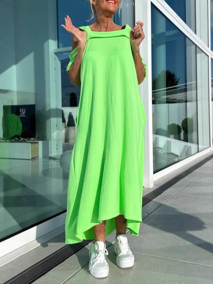 Women's Maxi Dress – Off Shoulder – Relaxed Fit – Light Cotton – Everyday Use