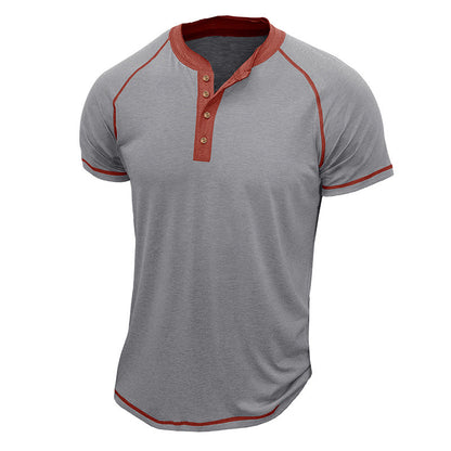 Men's Henley Shirt – Cotton Blend – Regular Fit – Short Sleeves – Contrast Details