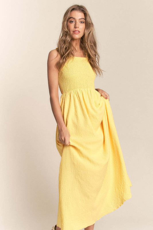 Women's Maxi Dress – Light Cotton – Smocked Bodice – Spaghetti Straps – A-line Fit