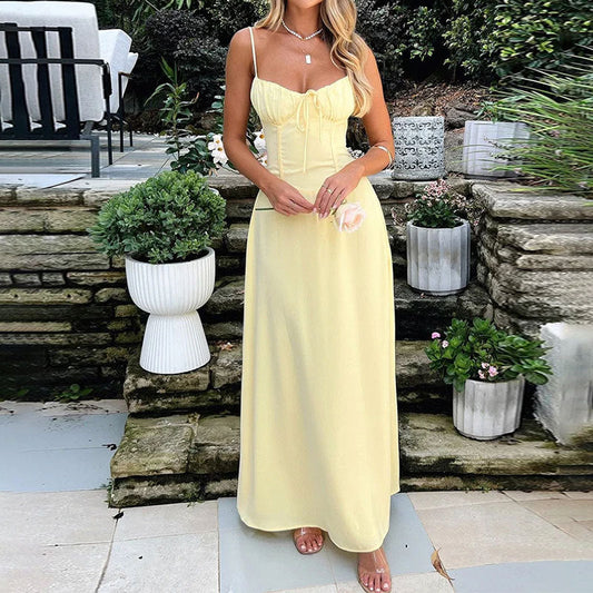 Dress for Women – A-line – Spaghetti Straps – Tie Detail – Long and Airy Fit
