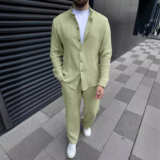 Men's Set – Linen Shirt and Pants – Relaxed Fit – Simple Style