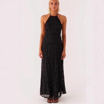 Dress for Women – Maxi Length – Halterneck – Ruched Bodice – Lace – Relaxed Fit
