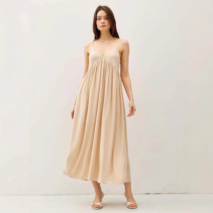 Dress for Women – Maxi – Light Fabric – V-Neck – Spaghetti Straps – Loose Fit