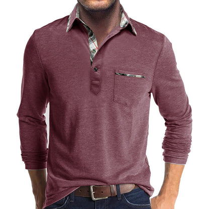 Men's Shirt with Long Sleeves – Cotton – Regular Fit – Checked Collar Inside – Button Closure