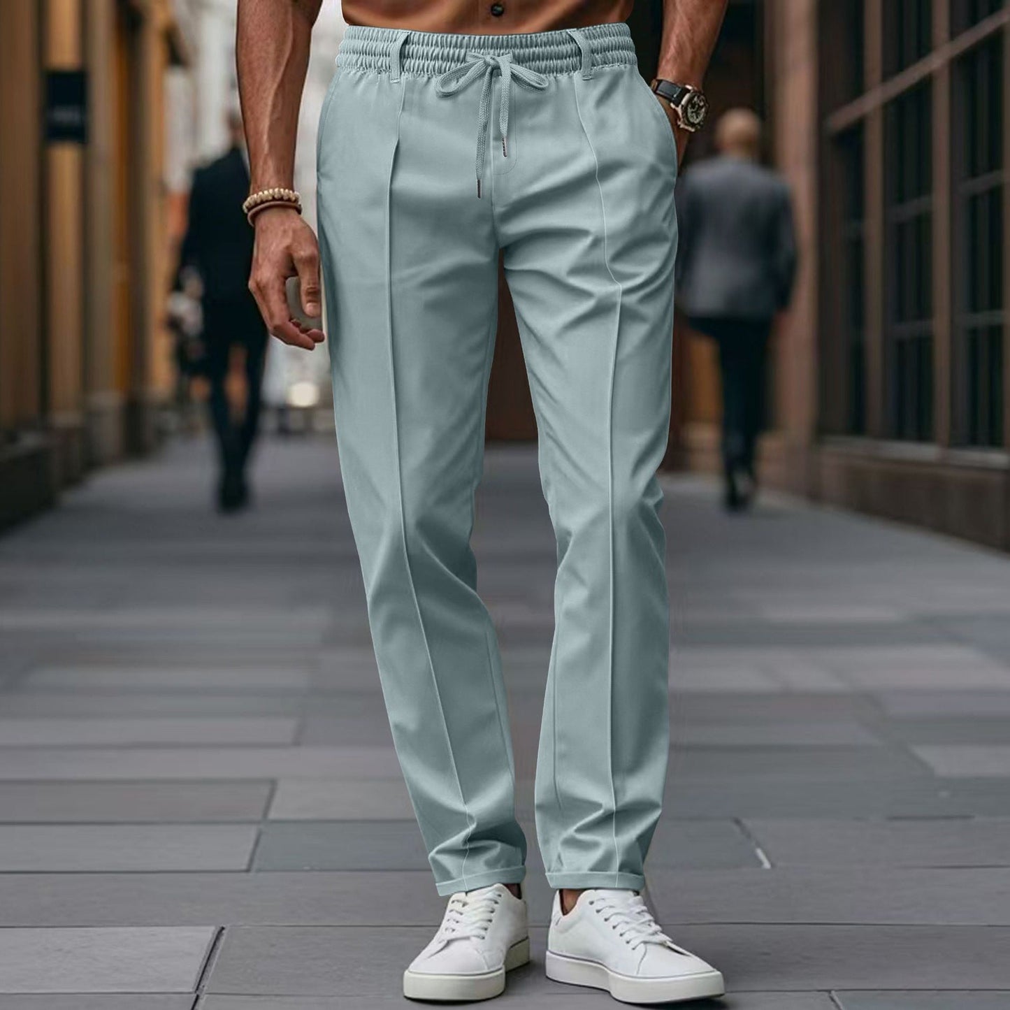 Sweatpants for Men – Straight Fit – Elastic Waist with Drawstring – Soft Cotton Blend