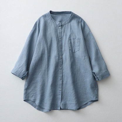 Women's Shirt – Oversized Fit – Natural Fibers – 3/4 Sleeves – Button Closure