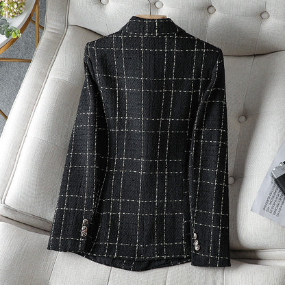 Women's Blazer – Tailored Fit – Structured Tweed – Double-Breasted with Buttons