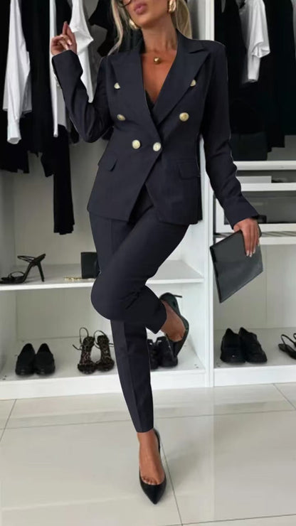 Women's Blazer – Slim Fit – Double-Breasted – Tailored Silhouette – Office Wear