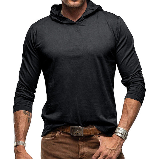 Men's Hoodie T-Shirt – Cotton Blend – Relaxed Fit – Long Sleeves