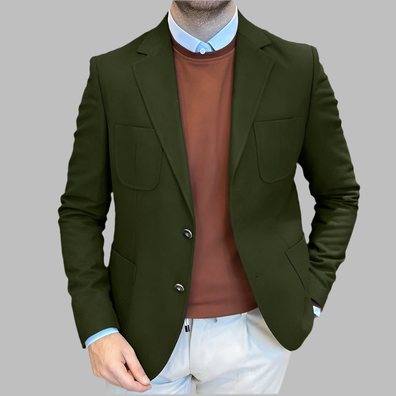 Men's Blazer – Tailored Fit – Wool Blend – Double-Breasted – Notch Lapel