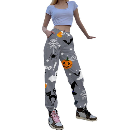 Women's Pants – Relaxed Fit – Cotton – Elastic Waist – Pockets – Full Length