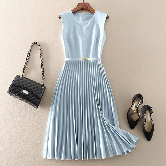 Dress for Women – Sleeveless Midi Dress – Flattering Cut – Pleated Skirt – Exclusive Fabric