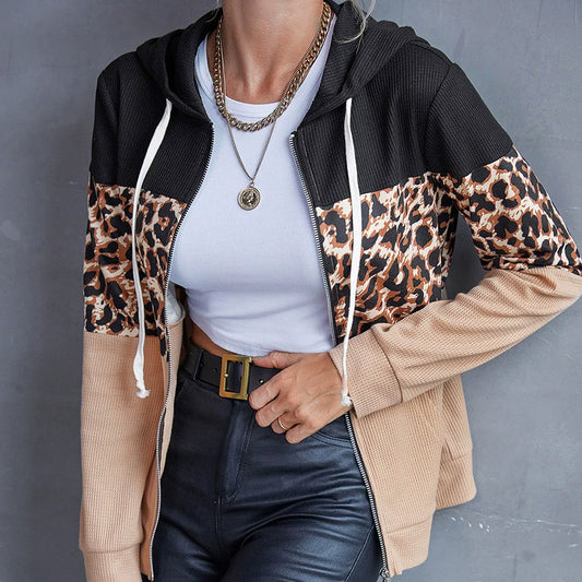 Women's Hoodie – Relaxed Fit – Patchwork Design – Zipper Layered Garment