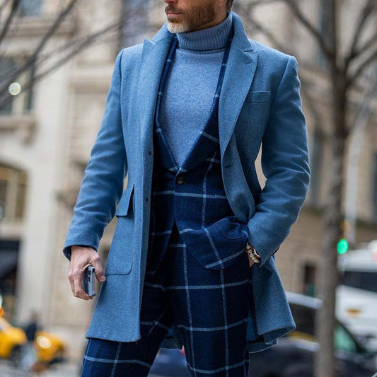 Men's Coat – Wool – Tailored Fit – Mid-Length – Classic Lapel – Formal