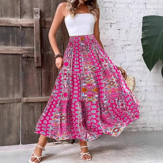 Women's Maxi Dress – Strapless Bandeau Top – Bohemian Pattern – Light and Comfortable