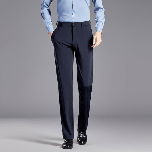 Men's Trousers – Dress Pants – Slim Fit – Silk Blend – Wrinkle-Free – Straight Leg