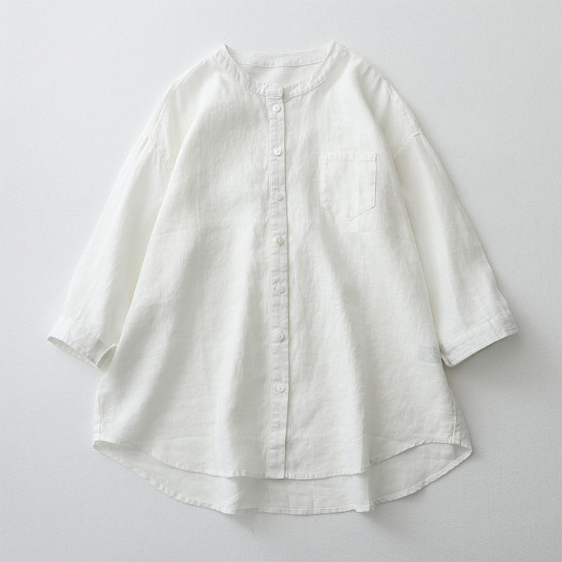 Women's Shirt – Oversized Fit – Natural Fibers – 3/4 Sleeves – Button Closure