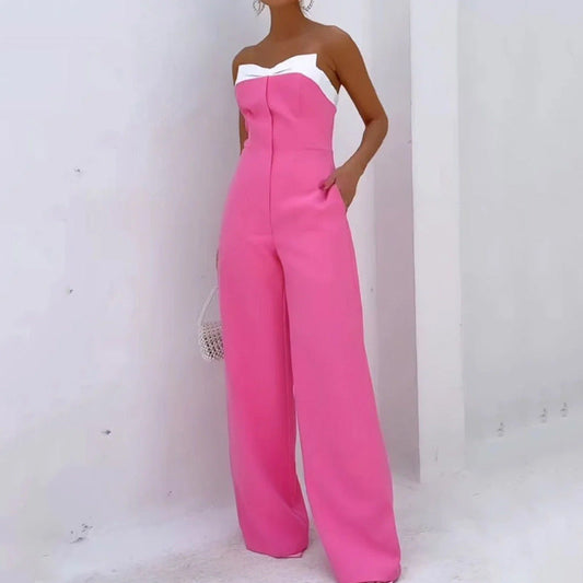 Women's Jumpsuit – Strapless Top – Wide Leg Fit – Elegant and Breathable