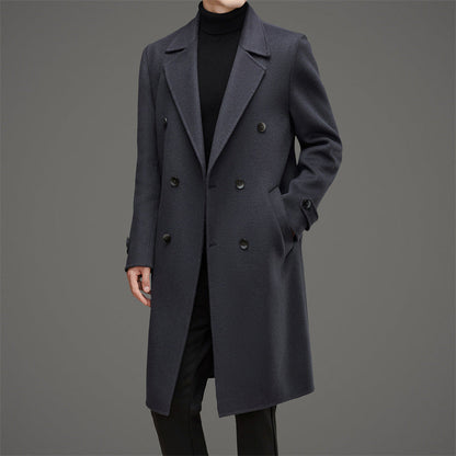 Men's Coat – Wool – Double-Breasted – Tailored Fit – Mid-Length – Wide Lapel