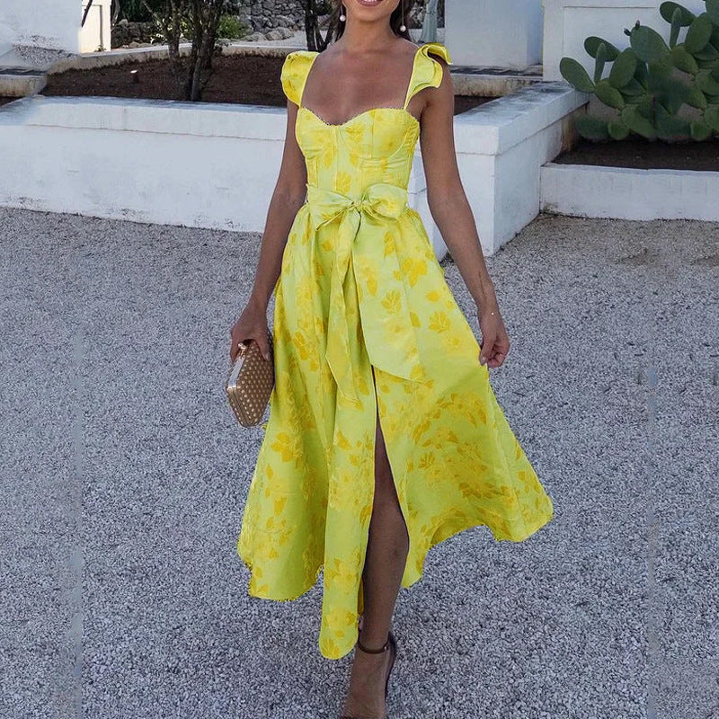 Dress for Women – Maxi – Floral Print – Light Cotton – Adjustable Tie Straps