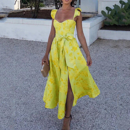 Dress for Women – Maxi – Floral Print – Light Cotton – Adjustable Tie Straps