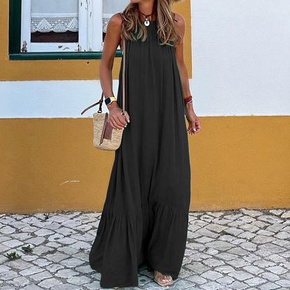 Dress for Women – Maxi Length – Sleeveless with Halterneck – Loose Fit – Natural Fibers