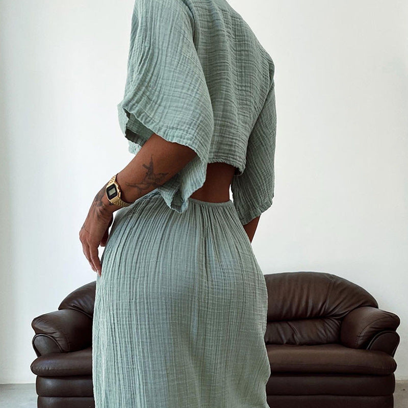 Dress woman – Maxi dress – Slim fit – V-neck – Cutouts – Open back
