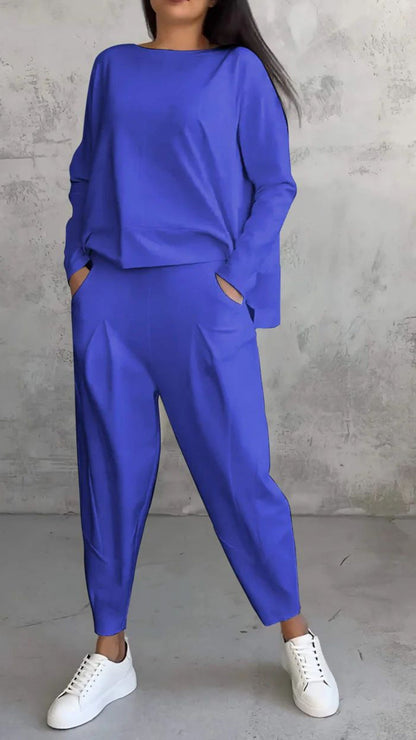 Women's Pantsuit – Slim Fit – Breathable Set with Long-Sleeved Top and Slim Pants