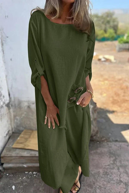 Dress for Women – Oversized Fit – Soft Cotton Feel – Buttons on the Side