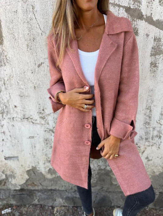 Women's Coat – Mid-Length – Relaxed Fit – Wool Feel – Single-Breasted – Lapels