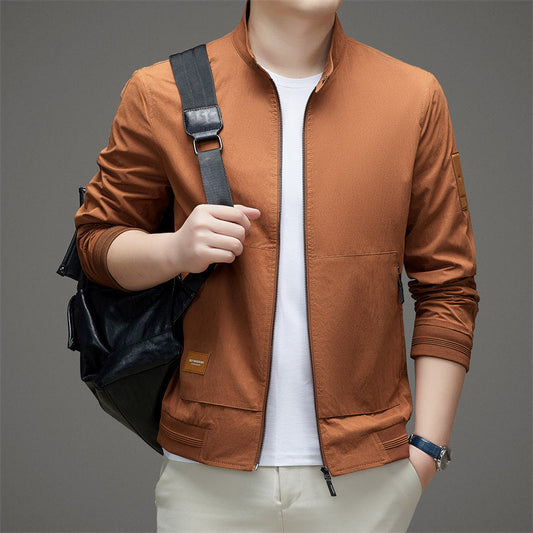 Men's Jacket – Regular fit – Smooth lightweight fabric – Zipper – High collar – Ribbed edges