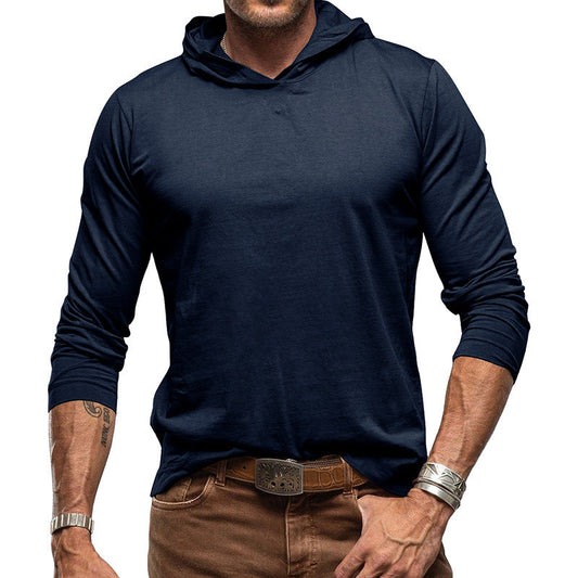 Men's Hoodie – Slim Fit – Long-Sleeved – Light Cotton Knit – Minimalist Style